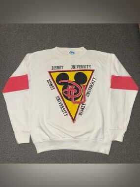 Rare 80s/90s Disney University Mickey Mouse White Crewneck Sweatshirt